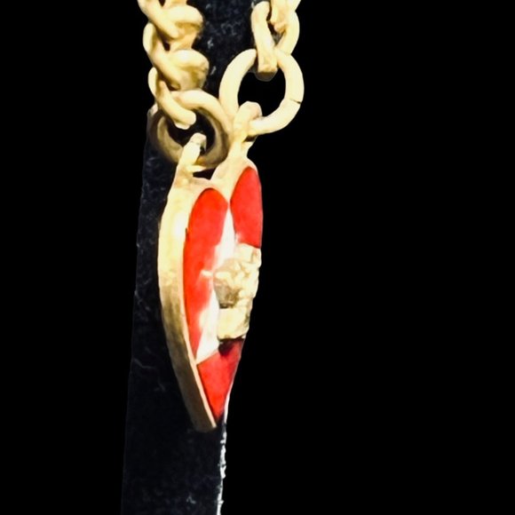 Vintage FHC Moose Gold Tone, Red And White Enamel Tie Bar (4886) - Picture 4 of 6